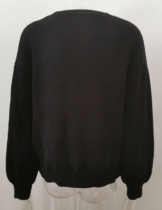 Black Heart Graphic Drop Shoulder Valentine Sweater