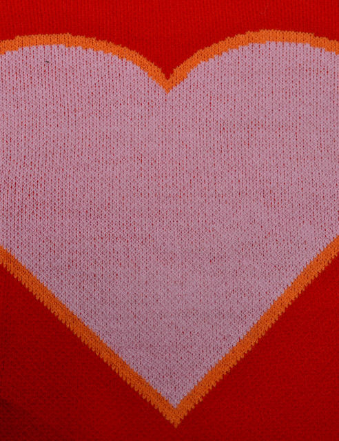 Red Heart Graphic Drop Shoulder Valentine Sweater
