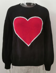 Black Heart Graphic Drop Shoulder Valentine Sweater
