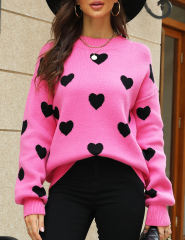 Rose Heart Graphic Pullover Knit Sweater