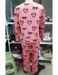 Red Heart Print Long Sleeve and Pant Lounge Set