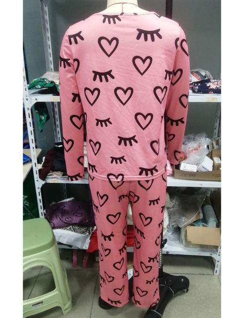Red Heart Print Long Sleeve and Pant Lounge Set