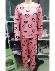 Red Heart Print Long Sleeve and Pant Lounge Set