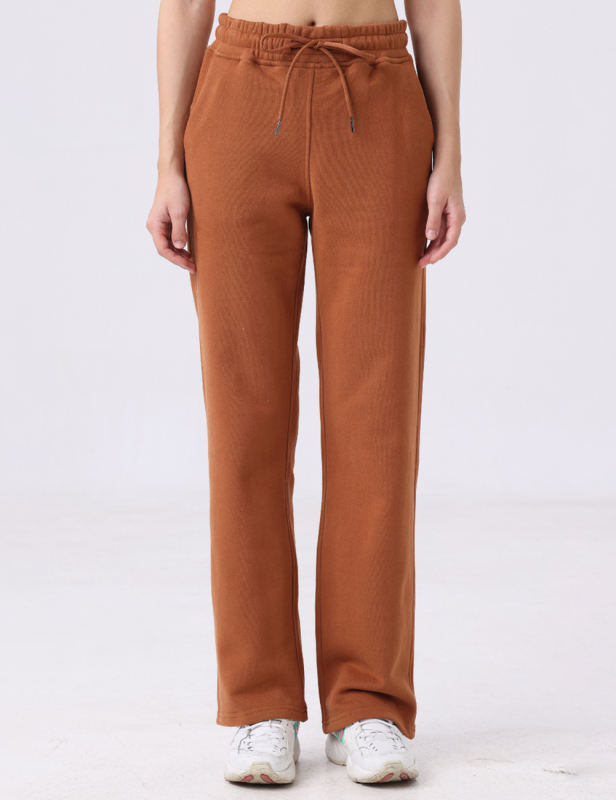 Orange Drawstring Waist Fleece Pocket Pants
