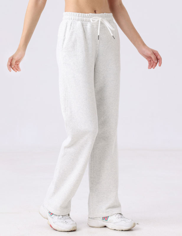 White Drawstring Waist Fleece Pocket Pants