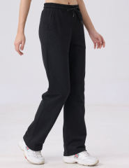 Black Drawstring Waist Fleece Pocket Pants