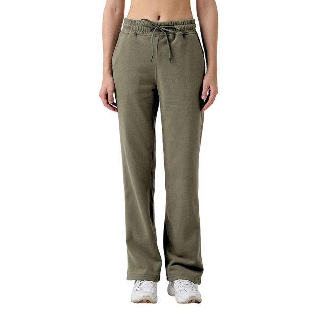 Army Green Drawstring Waist Fleece Pocket Pants