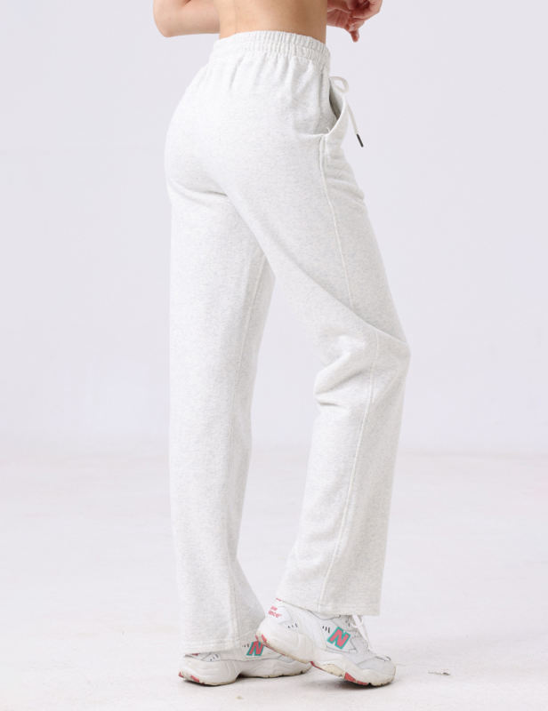 White Drawstring Waist Fleece Pocket Pants