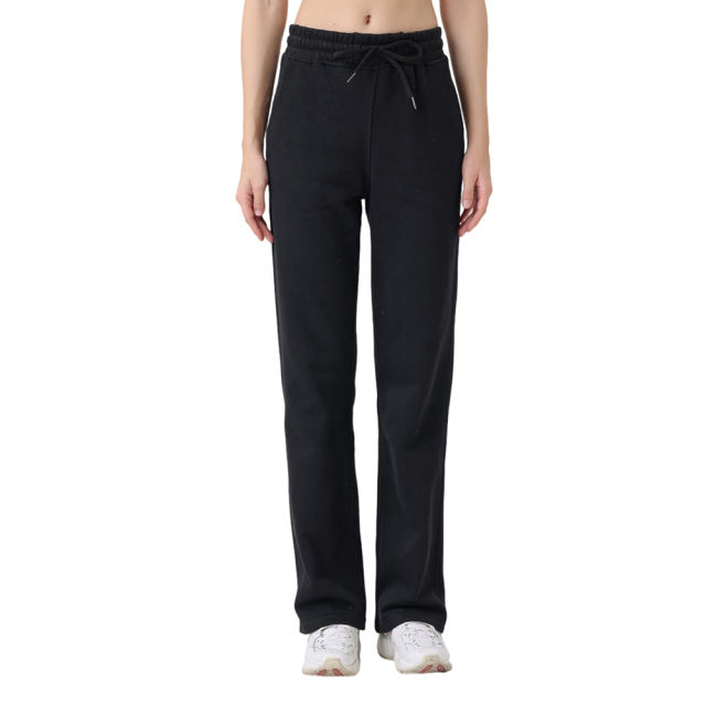 Black Drawstring Waist Fleece Pocket Pants