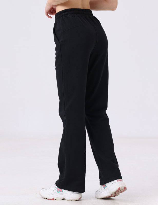 Black Drawstring Waist Fleece Pocket Pants