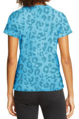 Sky Blue Animal Print Crew Neck T Shirt