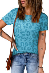 Sky Blue Animal Print Crew Neck T Shirt
