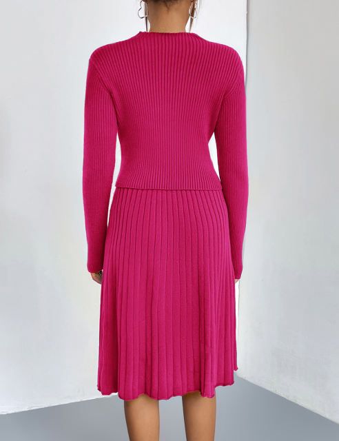 Rosy Knitted Sweater and A-line Skirt Set