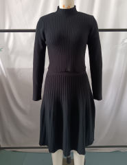 Black Knitted Sweater and A-line Skirt Set