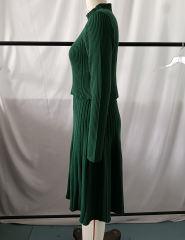 Green Knitted Sweater and A-line Skirt Set