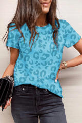 Sky Blue Animal Print Crew Neck T Shirt