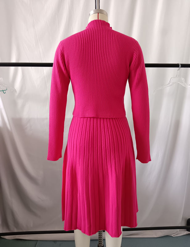 Rosy Knitted Sweater and A-line Skirt Set