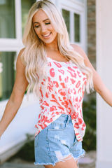 White Leopard Knitted U Neck Racerback Tank Top