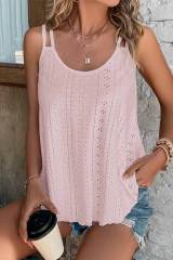 Pink Eyelet Strappy Scoop-Neck Tank Top