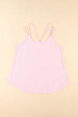 Pink Eyelet Strappy Scoop-Neck Tank Top