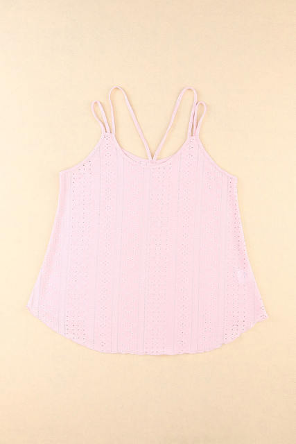 Pink Eyelet Strappy Scoop-Neck Tank Top