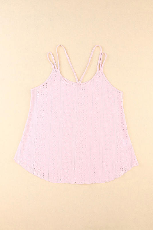 Pink Eyelet Strappy Scoop-Neck Tank Top