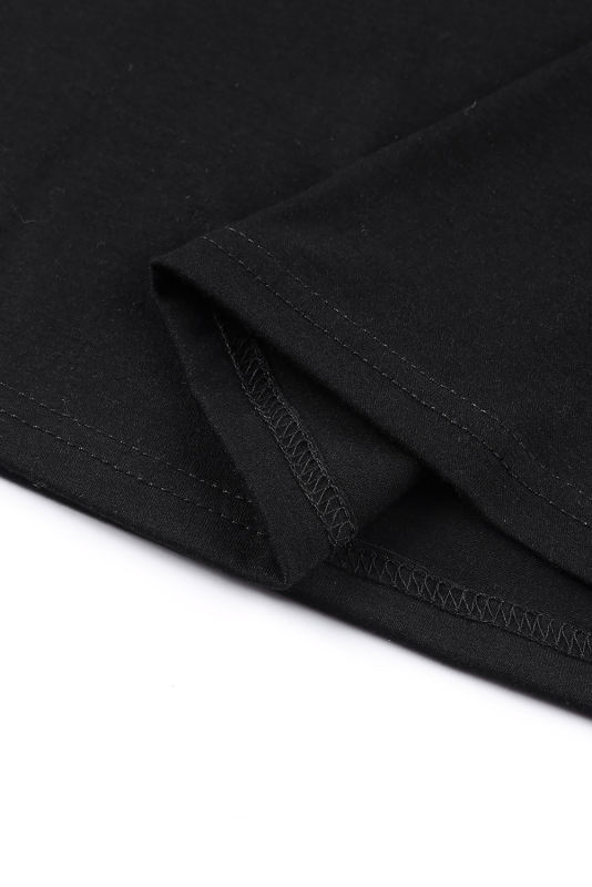 Black Plain Tiered Ruffled Short Sleeve T Shirt