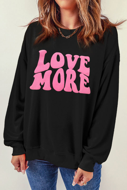 Black LOVE MORE Puff Print Crew Neck Sweatshirt