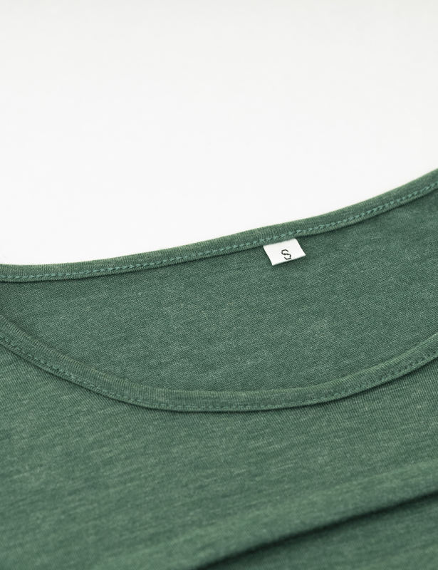 Green Solid Color Round Neck Short Sleeve Tees