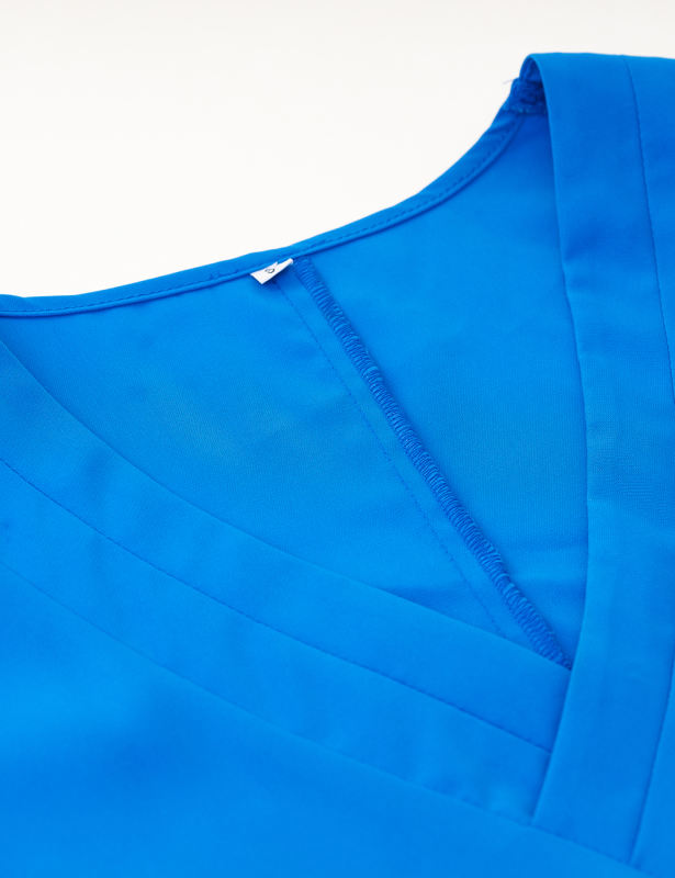 Blue Solid Color V Neck Sleeveless Tank Tops
