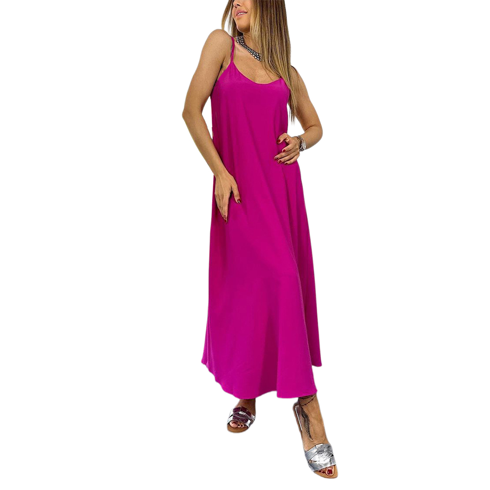 Spaghetti Strap High Waist Printed Swing Maxi Dress