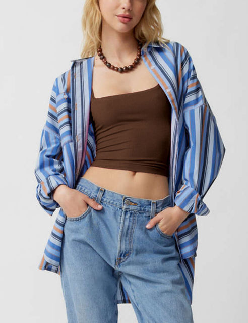 Coffee Ribbed Square Neck Sleeveless Tank Top