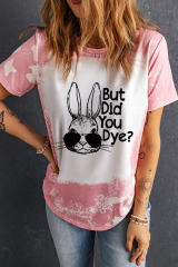 Pink Easter Rabbit Slogan Tie Dye Print Crewneck T Shirt