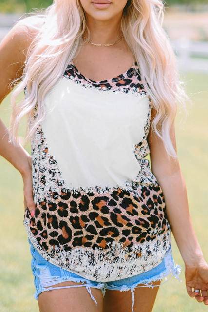 Leopard Easter Rabbit Leopard Bleached Graphic Tank Top