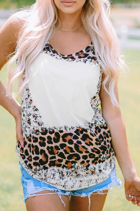 Leopard Easter Rabbit Leopard Bleached Graphic Tank Top