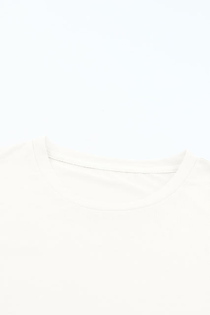 White Casual Plain Crew Neck Tee