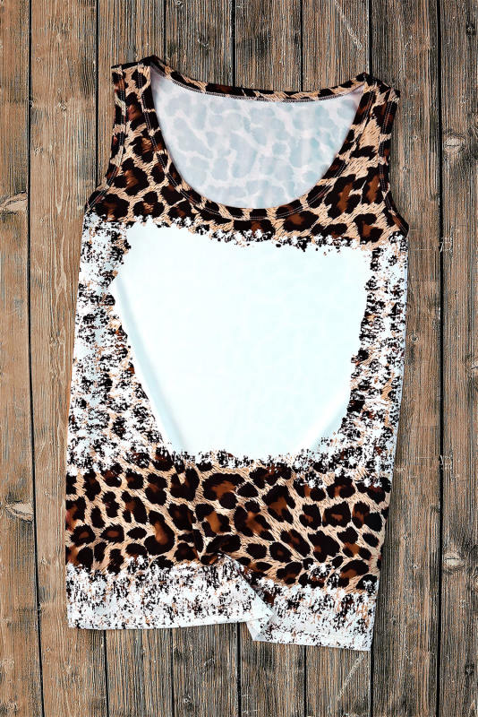 Blank Apparel - Leopard Bleached Blank Graphic Tank Top