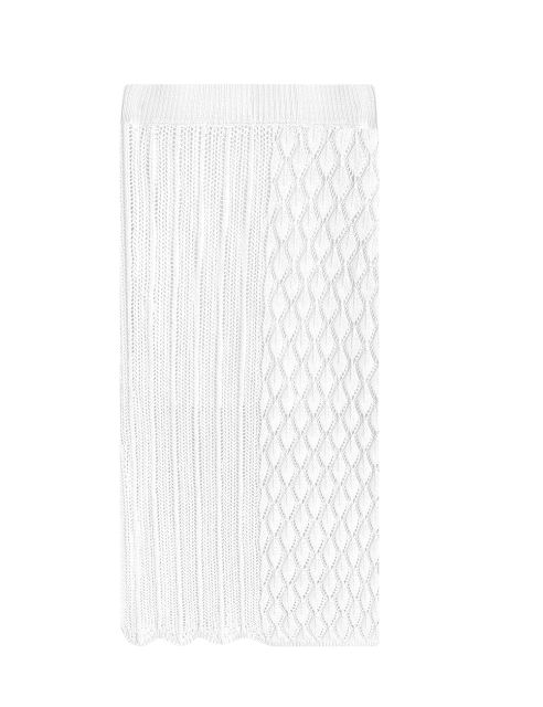 White Quilted Textured Crop and Split Skirt Set