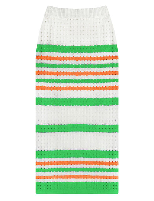 Green Striped Sleeveless Crop and Split Skirt Set