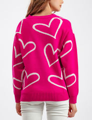 Rosy Button Open Front Heart Knit Cardigan