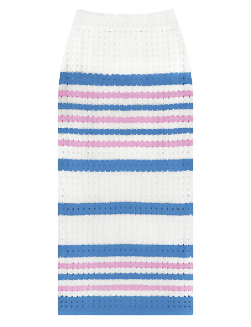Blue Striped Sleeveless Crop and Split Skirt Set