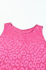 Rose Satin Leopard Tank Top