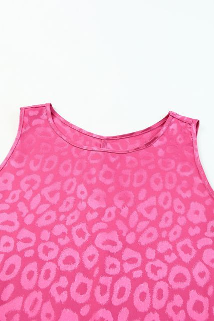 Rose Satin Leopard Tank Top
