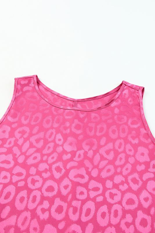 Rose Satin Leopard Tank Top