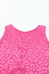 Rose Satin Leopard Tank Top