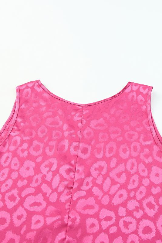 Rose Satin Leopard Tank Top