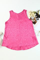 Rose Satin Leopard Tank Top