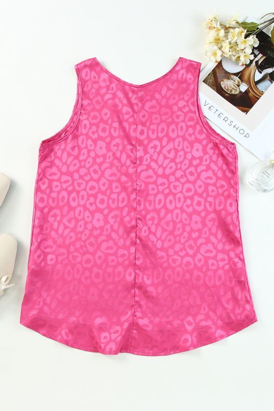 Rose Satin Leopard Tank Top
