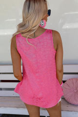Rose Satin Leopard Tank Top