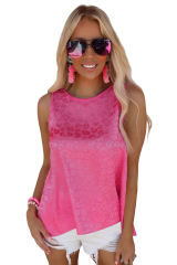 Rose Satin Leopard Tank Top